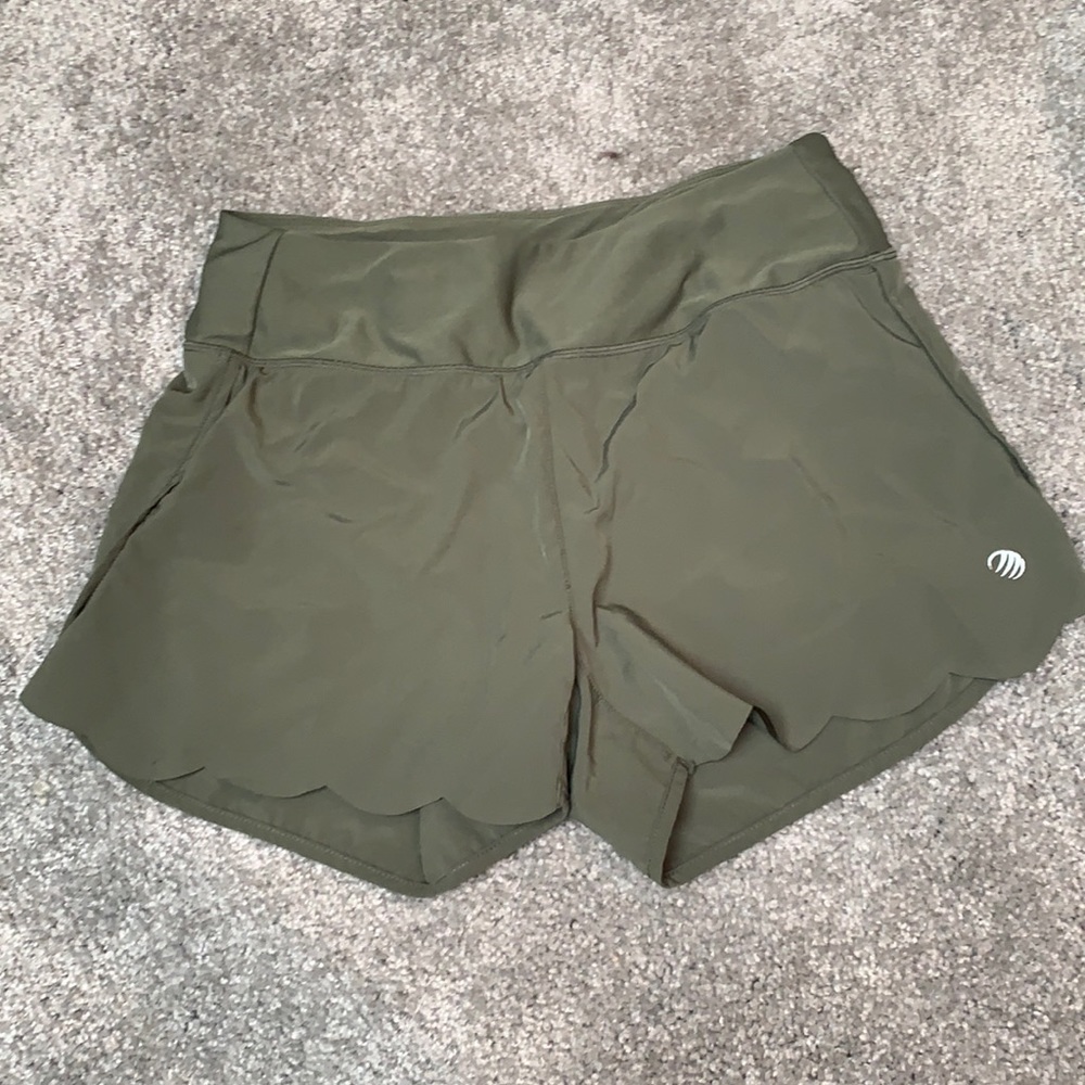 Green workout shorts
